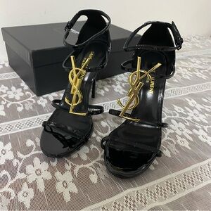 Saint Laurent Black and Gold Women's Heels